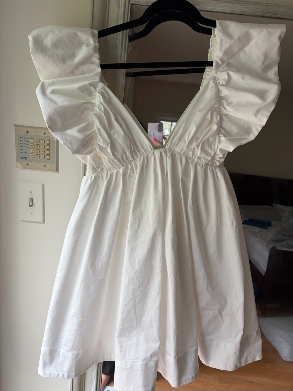 For Love & Lemons White Ruffle-Sleeve Clementine Mini Dress - Picture 3 of 5